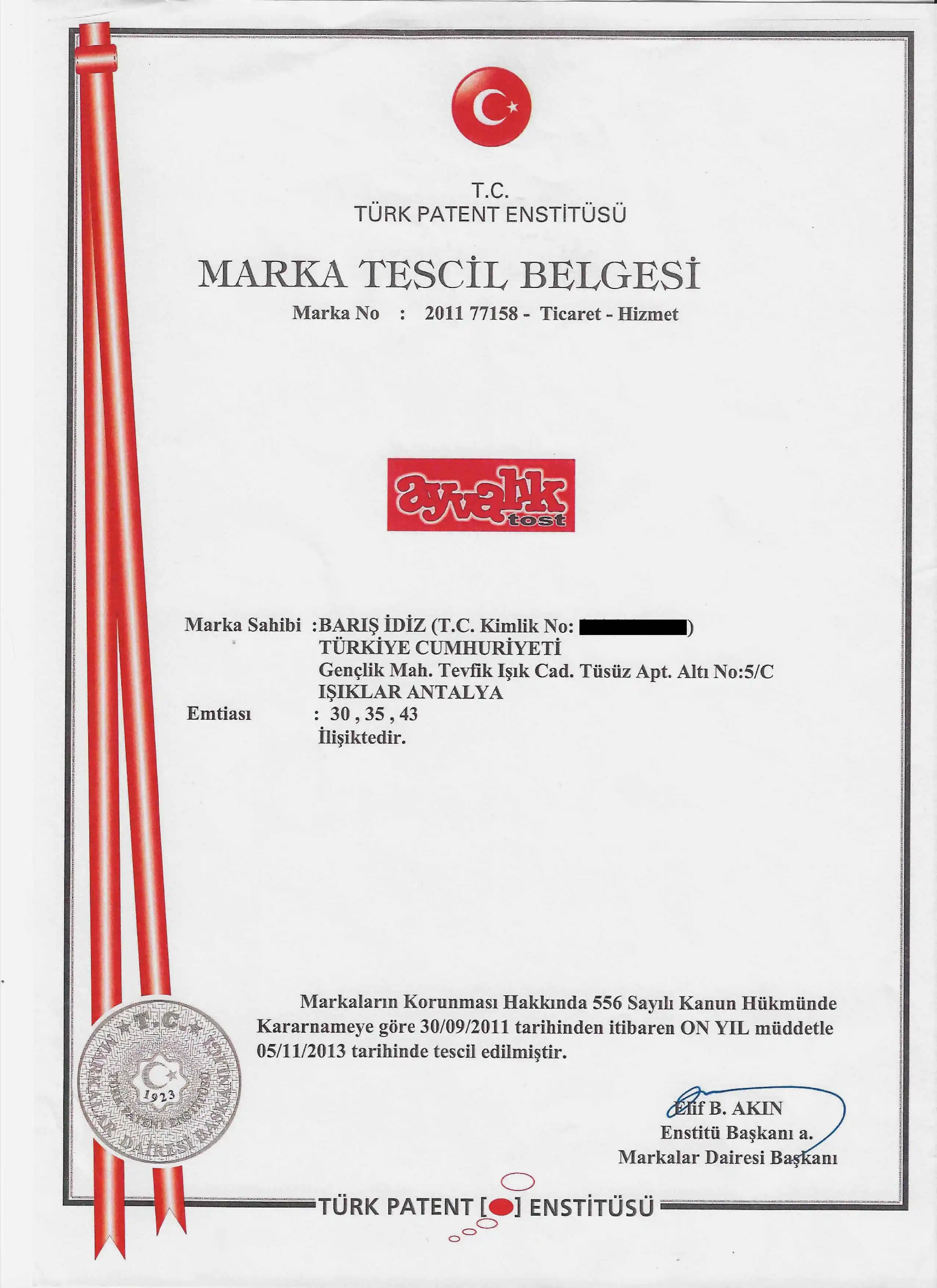 Marka Tescil Belgesi